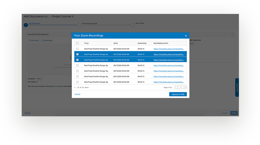 Zoom integration: select recordings