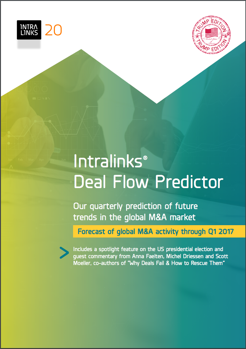 "Intralinks Deal Flow Predictor" Vea lo que sucederá dentro de seis meses en el mercado global de fusiones y adquisiciones. "Intralinks Deal Flow Predictor" Vea lo que sucederá dentro de seis meses en el mercado global de fusiones y adquisiciones.