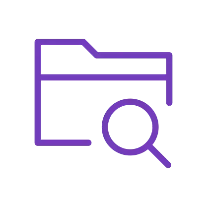File with magnifying glass purple icon
